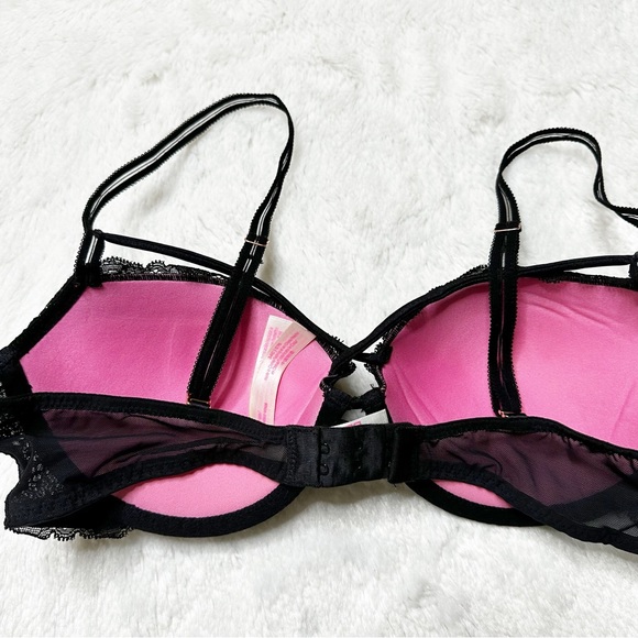 PINK VS Lace Date Night Push Up Bra in Black Lace Women’s 34C - Picture 3 of 9